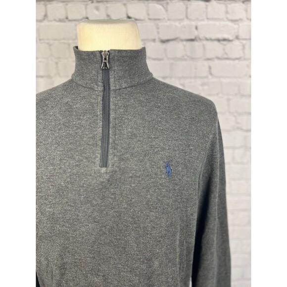 Polo Ralph Lauren Sweater Men M 1/4 Zip Pullover Gray 69%Cotton 29%Viscose Soft - Picture 4 of 7